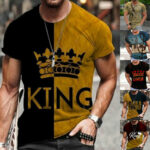 Men Summer Short Sleeve Printed Tops Casual Slim Pullover T Shirt Tee Blouse Top
