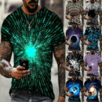 Men 3D Print Round Neck Tops Casual Short Sleeve Loose Summer T-shirt Tee Blouse