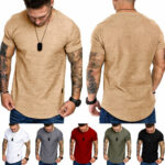 Men's Casual Slim Fit T-Shirt Gym Muscle Crew Neck Short Sleeve Pullover Tops
