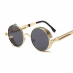 Gold Metal Retro Round Polarized Sunglasses Vintage Gothic Steampunk Glasses