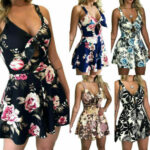 Women’s Boho Sleeveless Jumpsuit Ladies Floral Summer Holiday Rompers Playsuit US
