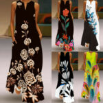 Women's Casual Sundress Boho Beach Slit Long Maxi Floral Summer Beach Dress