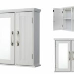 Bathroom Cabinet Wall Mounted Storage Shelf Kitchen Organizer with Mirror Door