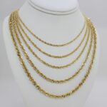 10K Yellow Gold 1.5mm-4mm Laser Diamond Cut Rope Chain Necklace 16"- 30"