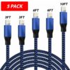 5 Pack Fast Charger USB Cable for IPhone 6 7