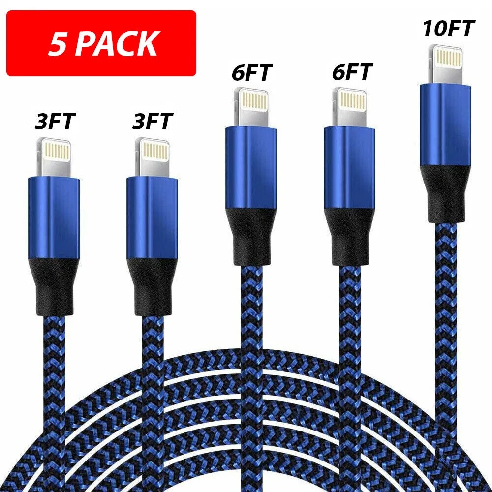 5 Pack Fast Charger USB Cable for IPhone 6 7