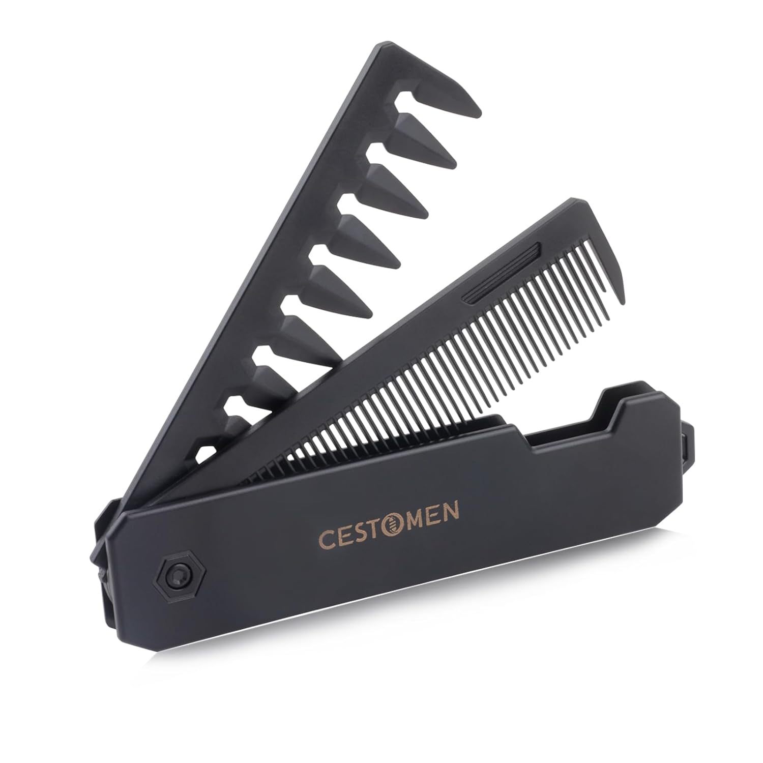 Protable Folding Pocket Comb for Men, 2 in 1 Hair