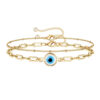 Dainty Gold Bracelets for Women, 14K Filled Adjustable Layered Bracelet