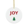 Joy Christmas Ornament, Round Ceramic Holiday Ornament