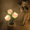 LED Simulated Tulip Night Light String for Vases, Three-Headed Decorative