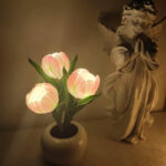 LED Simulated Tulip Night Light String for Vases, Three-Headed Decorative