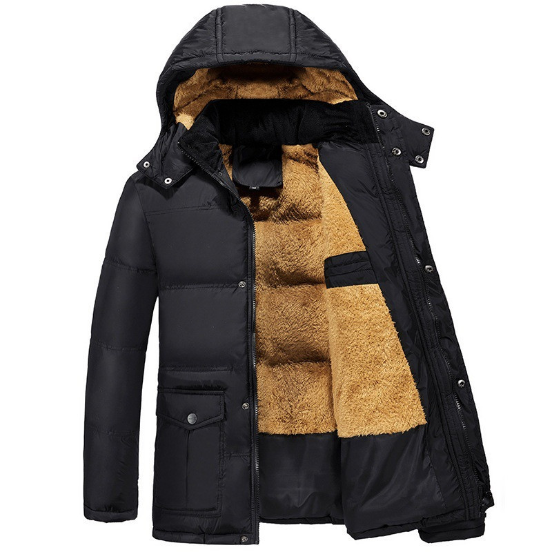 Men's Velvet-Lined Padded Winter Jacket
