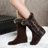 Women's Brown Fur-Lined Mid-Calf Boots