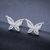 Personality All-Match Full Rhinestone Zircon Butterfly Copper-Plated Stud Earrings