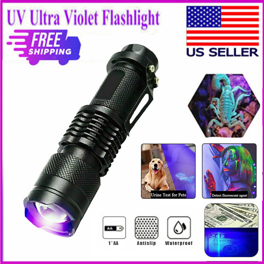 UV Ultra Violet Flashlight Handheld Blacklight Small 395nm Mini Light