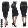 Women's High-Waist Faux Leather Pencil Skirt