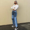 Women's Contrast-Stitch High-Rise Straight Jeans