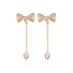 Sterling Silver Bow Tassel Stud Earrings