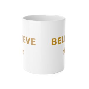 Believe Christmas Coffee Mug, 11oz Holiday Gift Mug