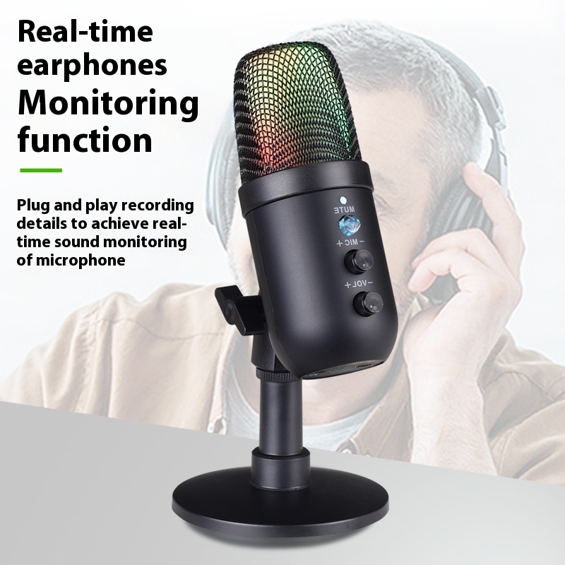 USB RGB Microphone for Streaming, Gaming & Karaoke
