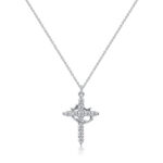 Rotatable Crown Cross Necklace for Women, Cubic Zirconia Paved Faith