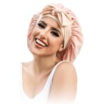 Large Satin Bonnet Silk Bonnet Hair Bonnet For Sleeping, Double Layer Satin Hair Bonnet For Sleeping With Tie Band Shower Cap