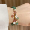 Forest Green Strawberry Crystal Bracelet