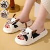 Cute Cartoon Cow Frog Slippers Linen Non-Slip Shoes Indoor Garden
