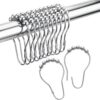 Shower Curtain Hooks, Decorative Rust Proof Stainless Steel Shower Curtain Hooks For Bathroom Shower Rods Set Of 12, Polished Nickel