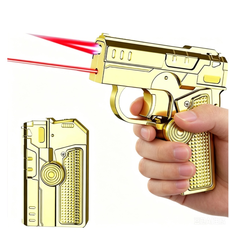 Butane Free-2-in-1 Fidget Spinner Gun Lighter Foldable Transformer Metal Red