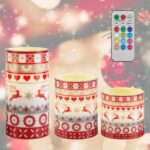 3Pack Christmas Flameless LED Candles Deer Flickering Candle Lights Pillar