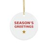 Season's Greetings Christmas Ornament, Round Ceramic