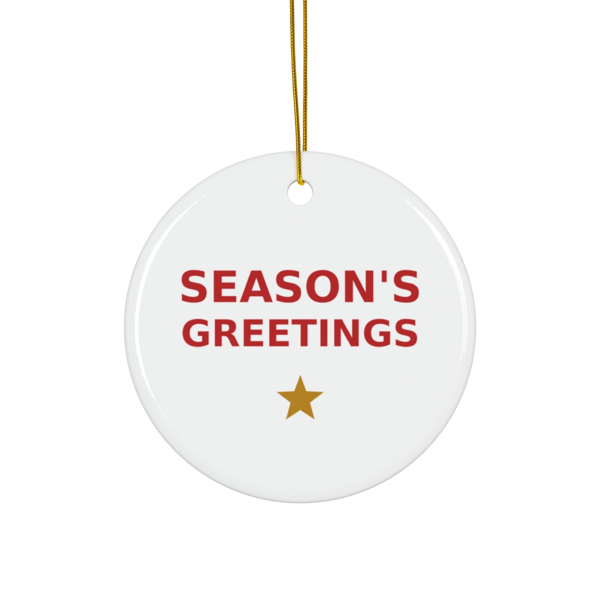 Season's Greetings Christmas Ornament, Round Ceramic