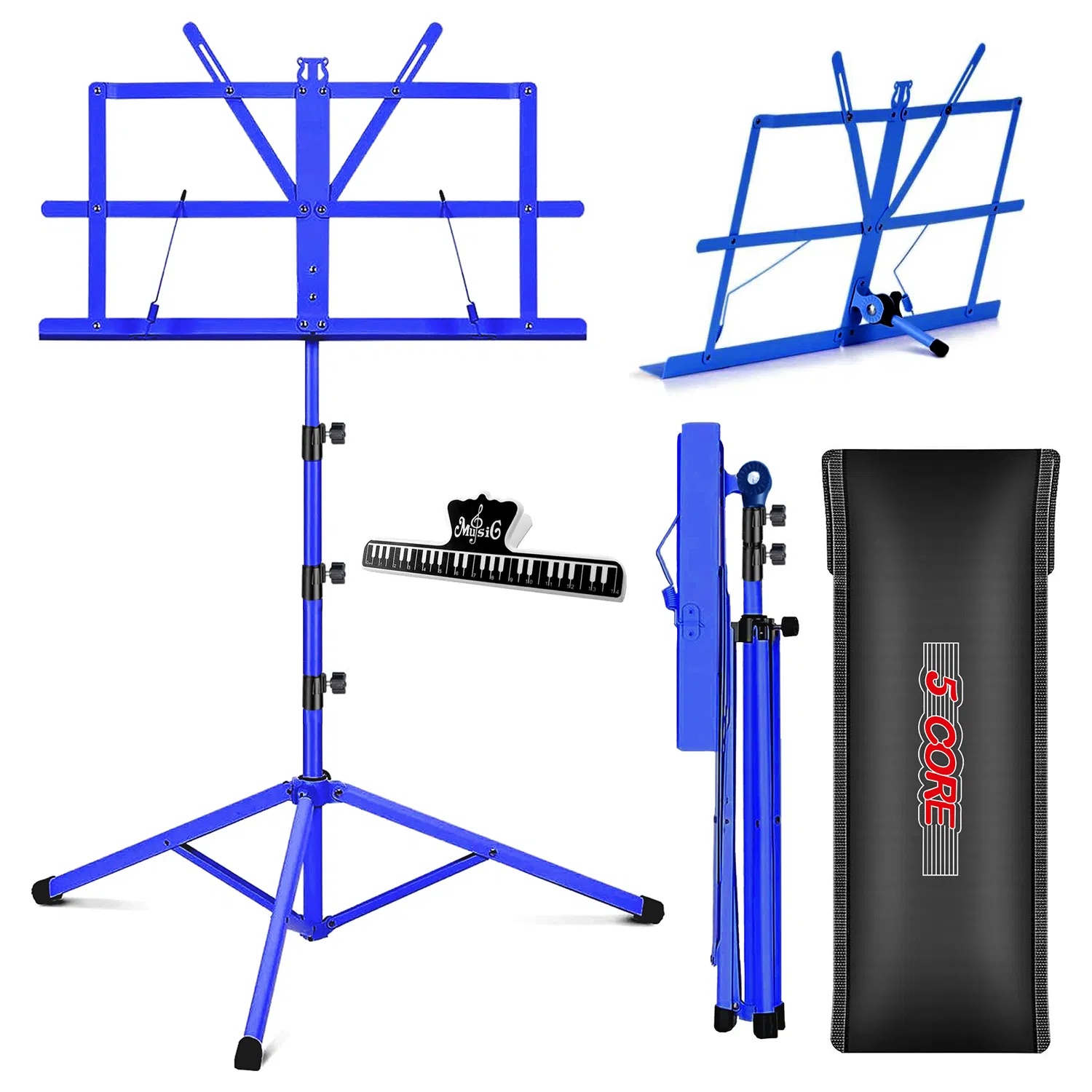 5Core Music Stand for Sheet Portable Tripod Adjustable Folding Note
