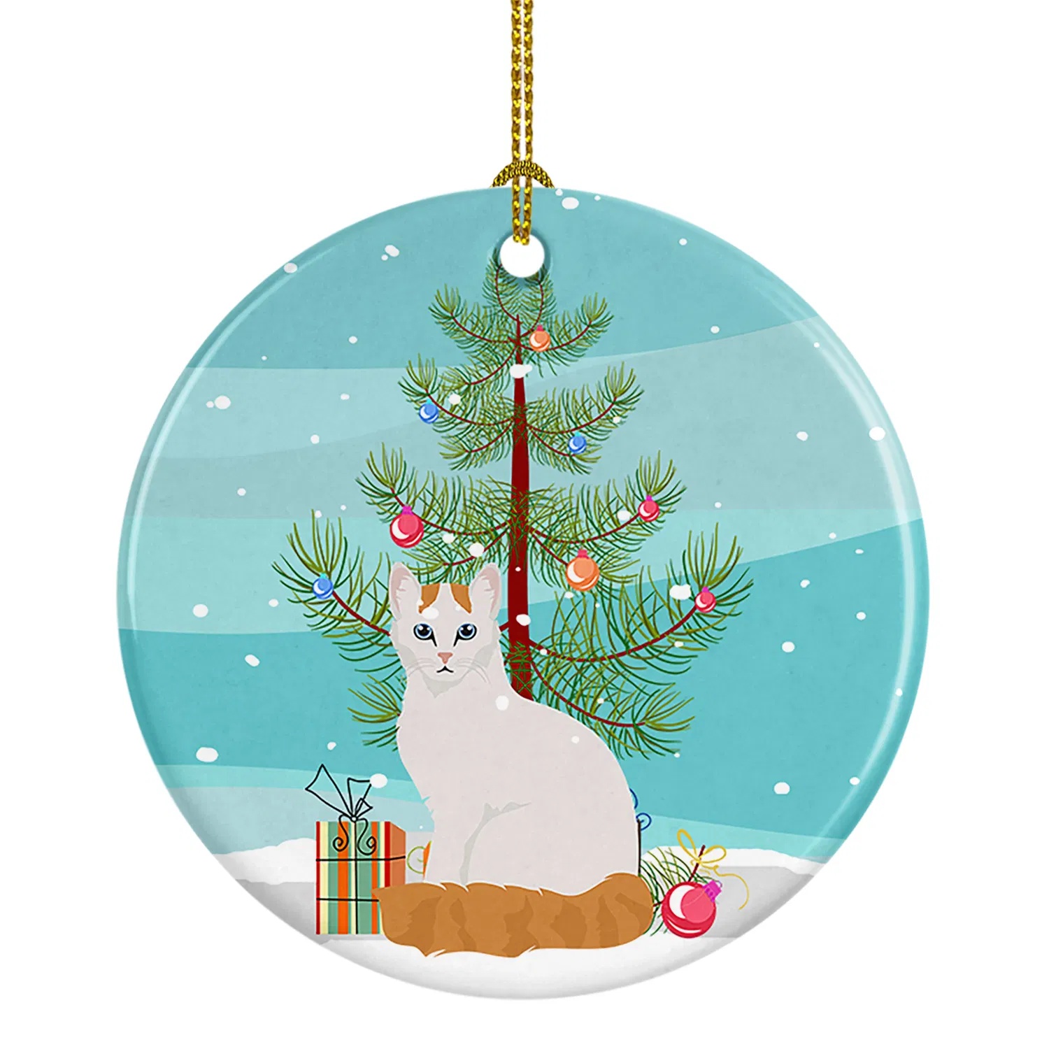 Turkish Van Cat Christmas Ceramic Ornament Tree Hanging Decorations