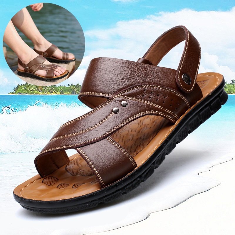 Men Sandals Summer Beach Shoes Adjustable Back Strap Design Slippers