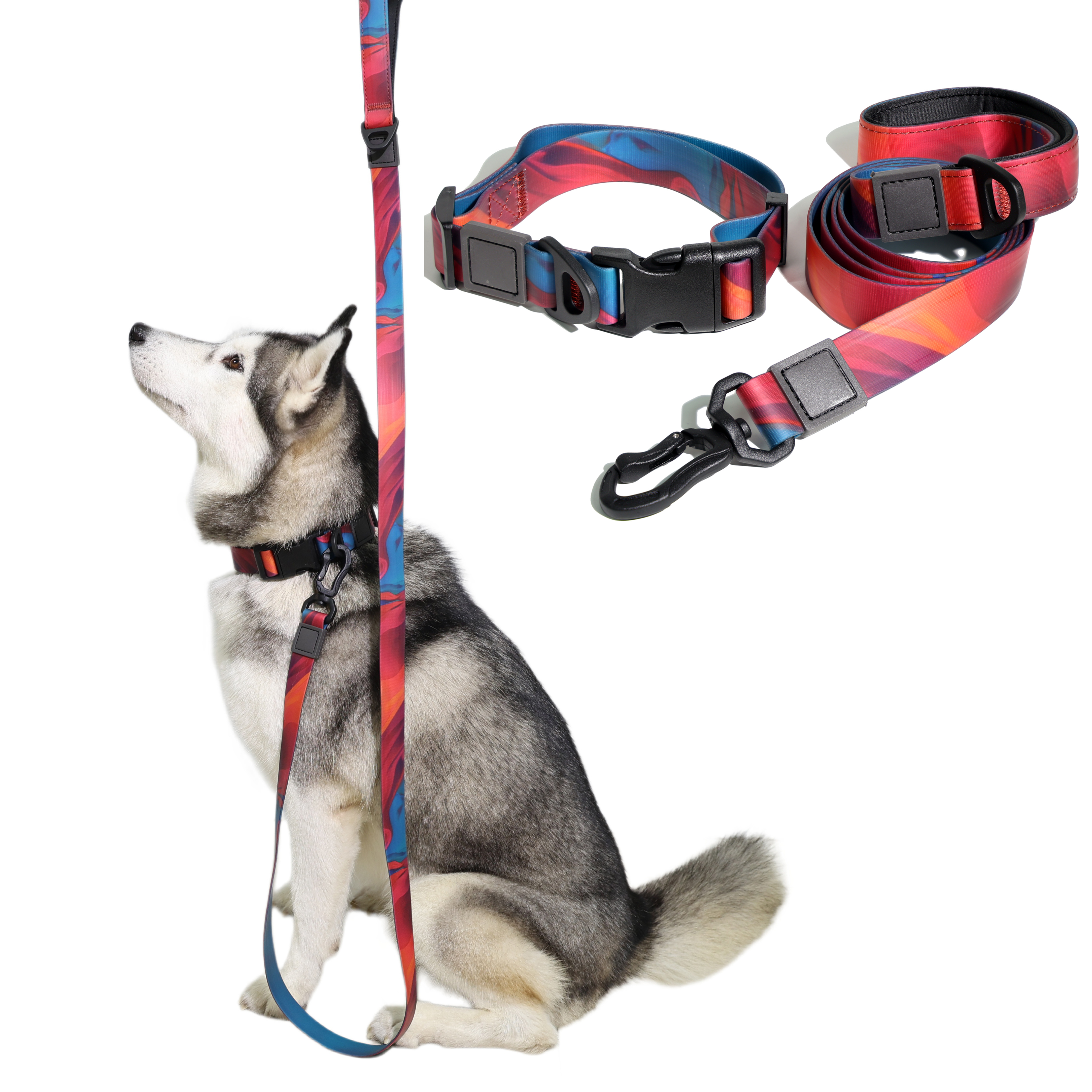 Black Abstract Gradient Sublimation Dog Leash Set