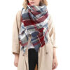 59 X 59in Brown Womens Scarf Plaid Tassel Soft Warm