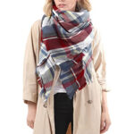 59 X 59in Brown Womens Scarf Plaid Tassel Soft Warm