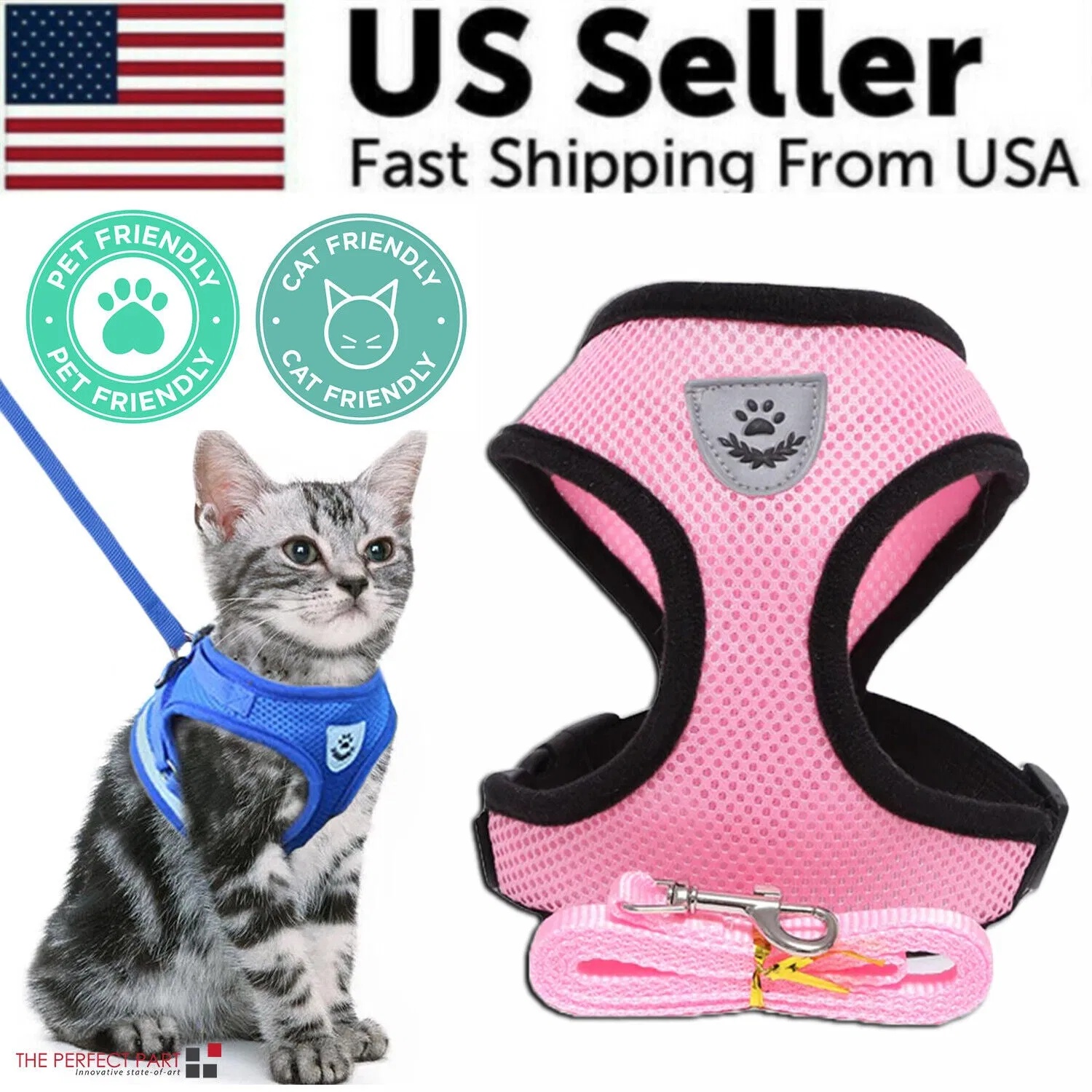 Cat Dog Pet Harness Adjustable Control Vest Dogs Reflective S