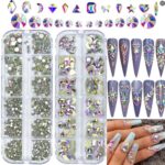 12-grid Water Drop Heart AB Crystal Nail Art Decorations
