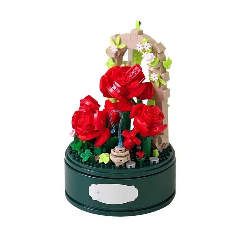 Rose Music Box Building Blocks Set - Transparent Cover