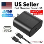 45W USB-C Super Fast Wall Charger 10FT Cable for Galaxy