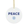 Peace Snowflake Christmas Ornament, Round Ceramic Holiday Ornament