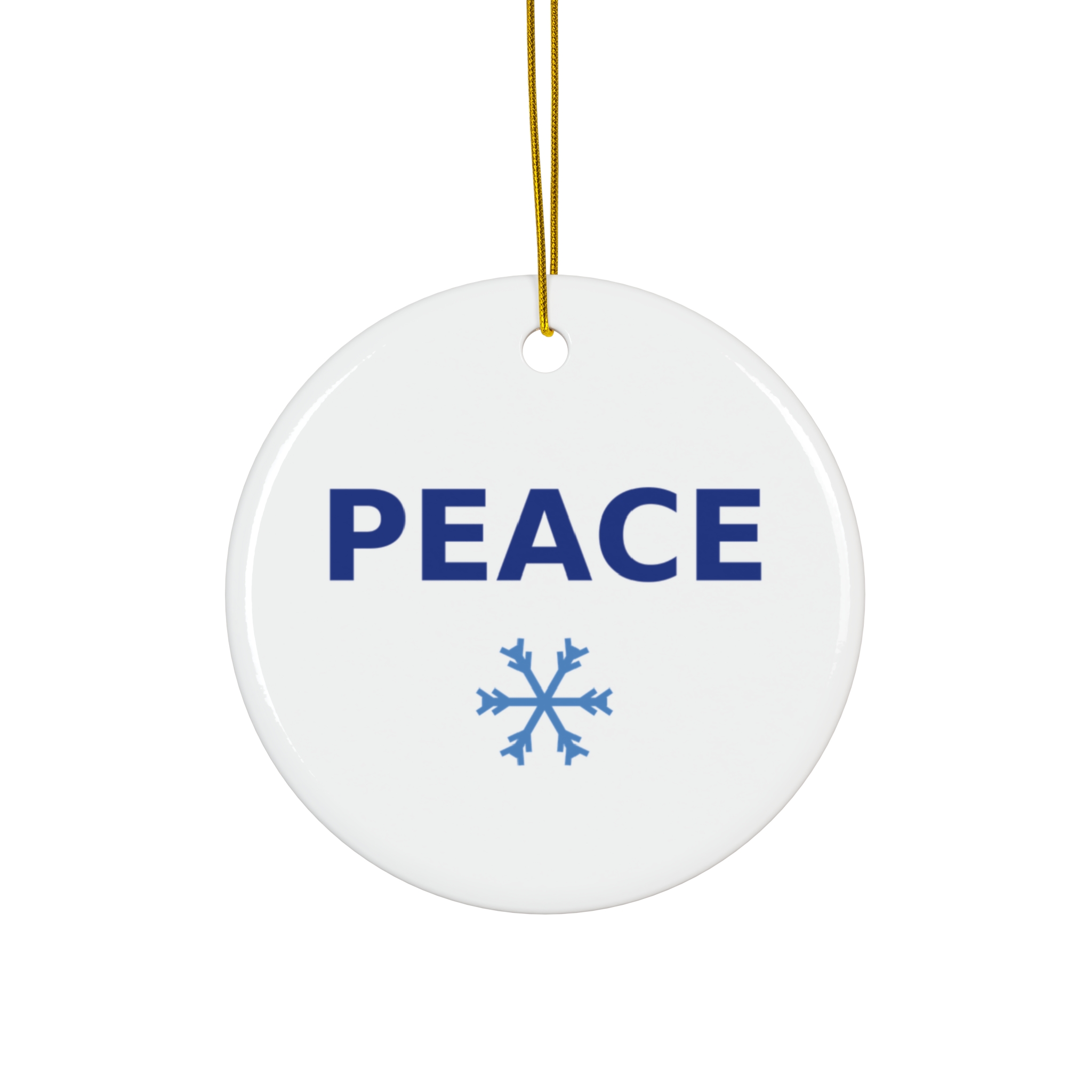 Peace Snowflake Christmas Ornament, Round Ceramic Holiday Ornament