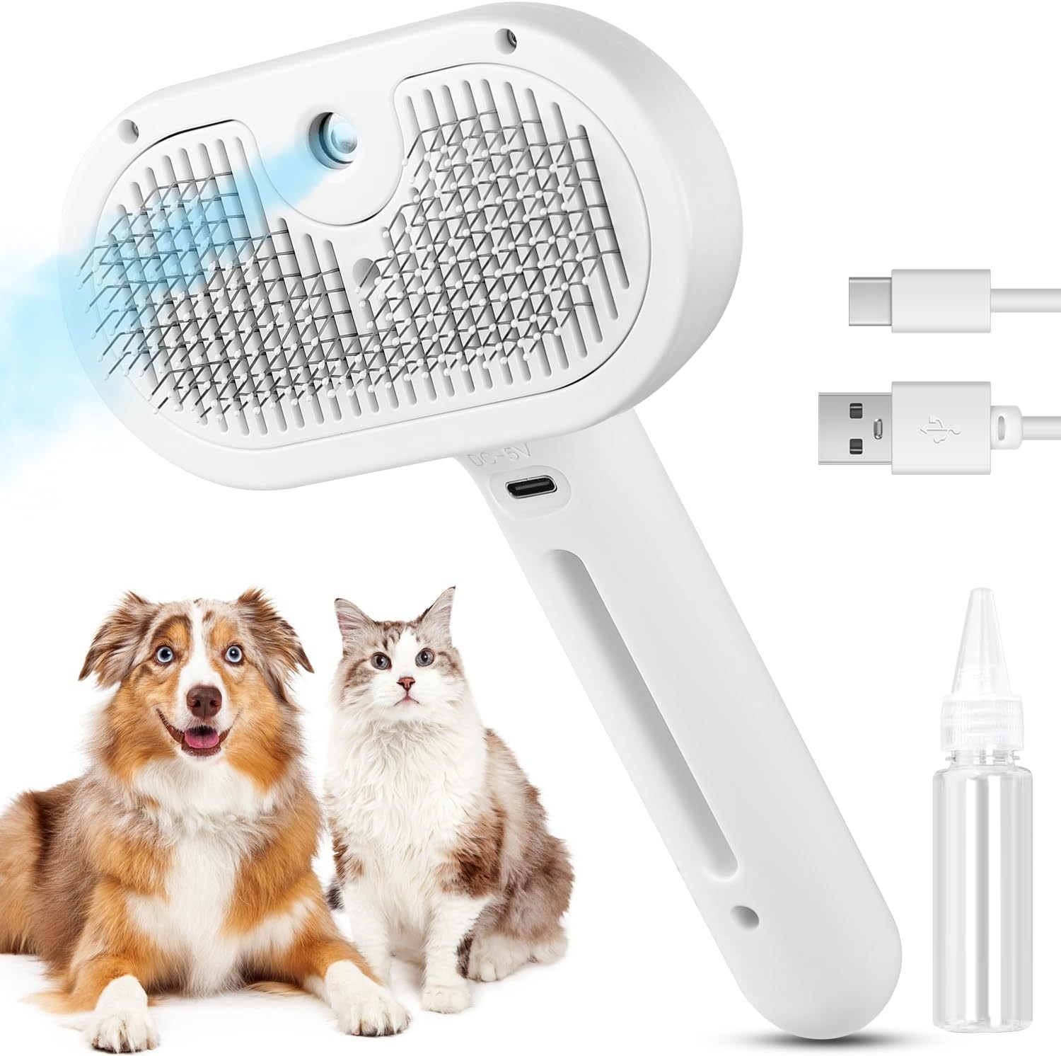 3 in 1 Cat Steam Brush, Pet for Dog Long