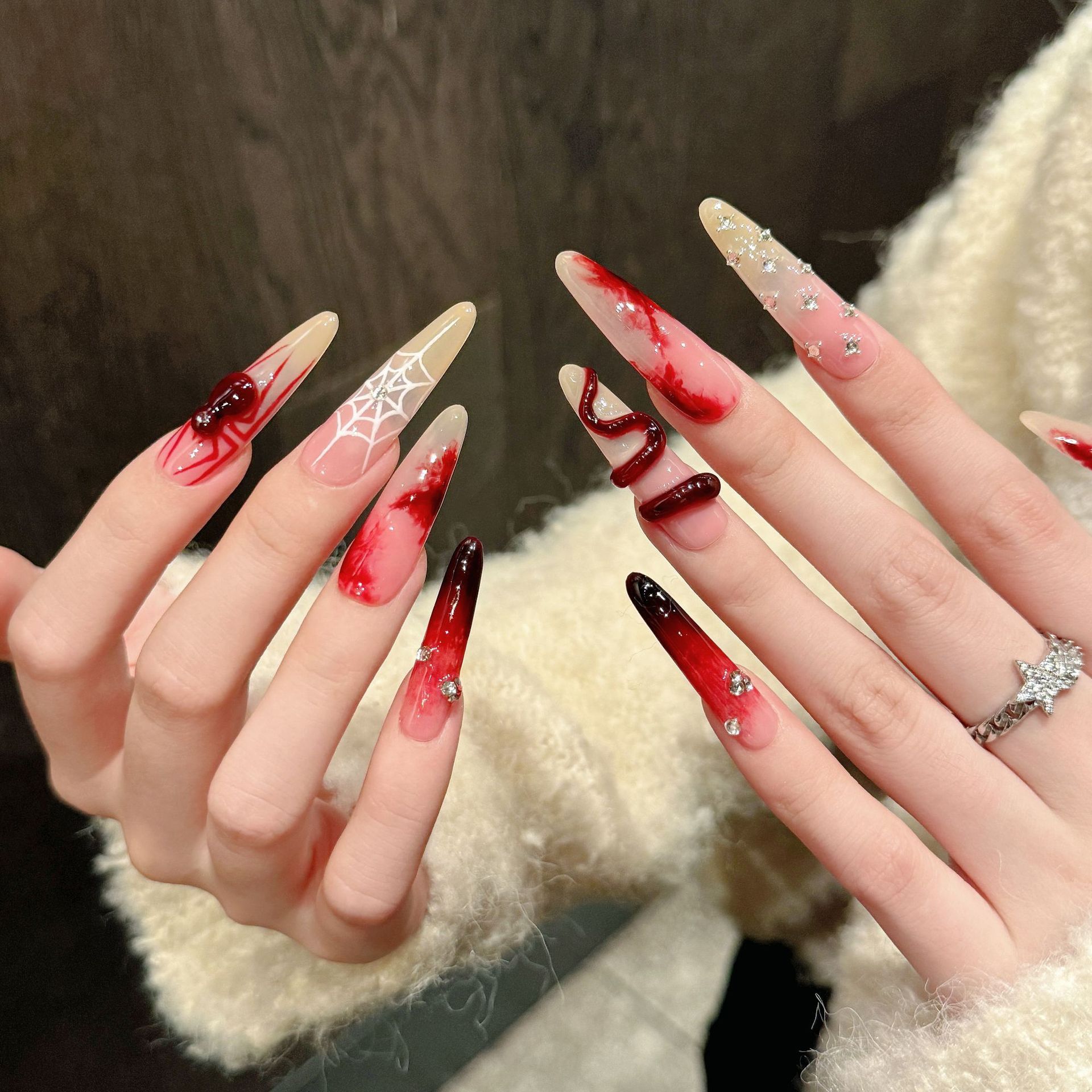 Long Advanced Chinese Red Manicure