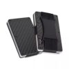 Carbon Fiber Pattern Minimalist Metal Wallet, Card Bag, With Cash Belt