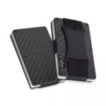 Carbon Fiber Pattern Minimalist Metal Wallet, Card Bag, With Cash Belt
