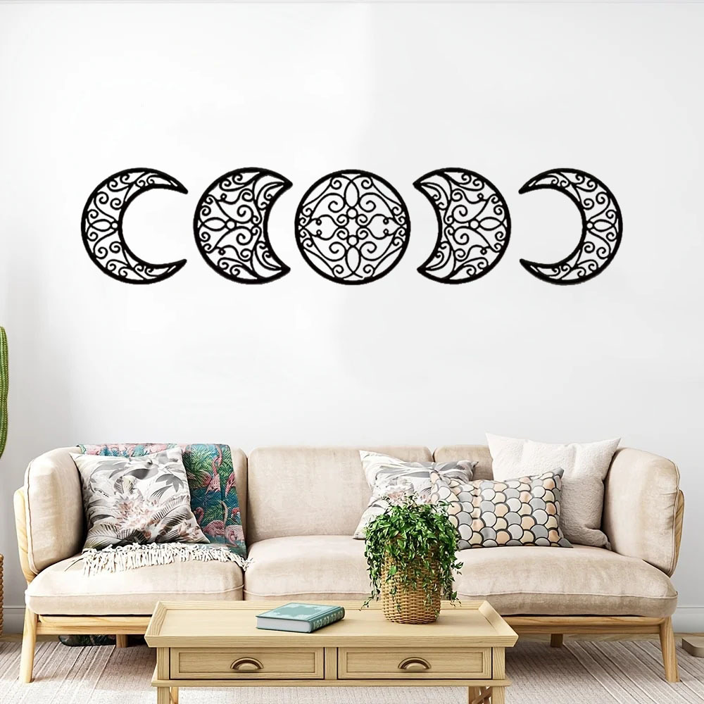 Crescent Moon Wall Art Set of 5, Islamic Home Decor